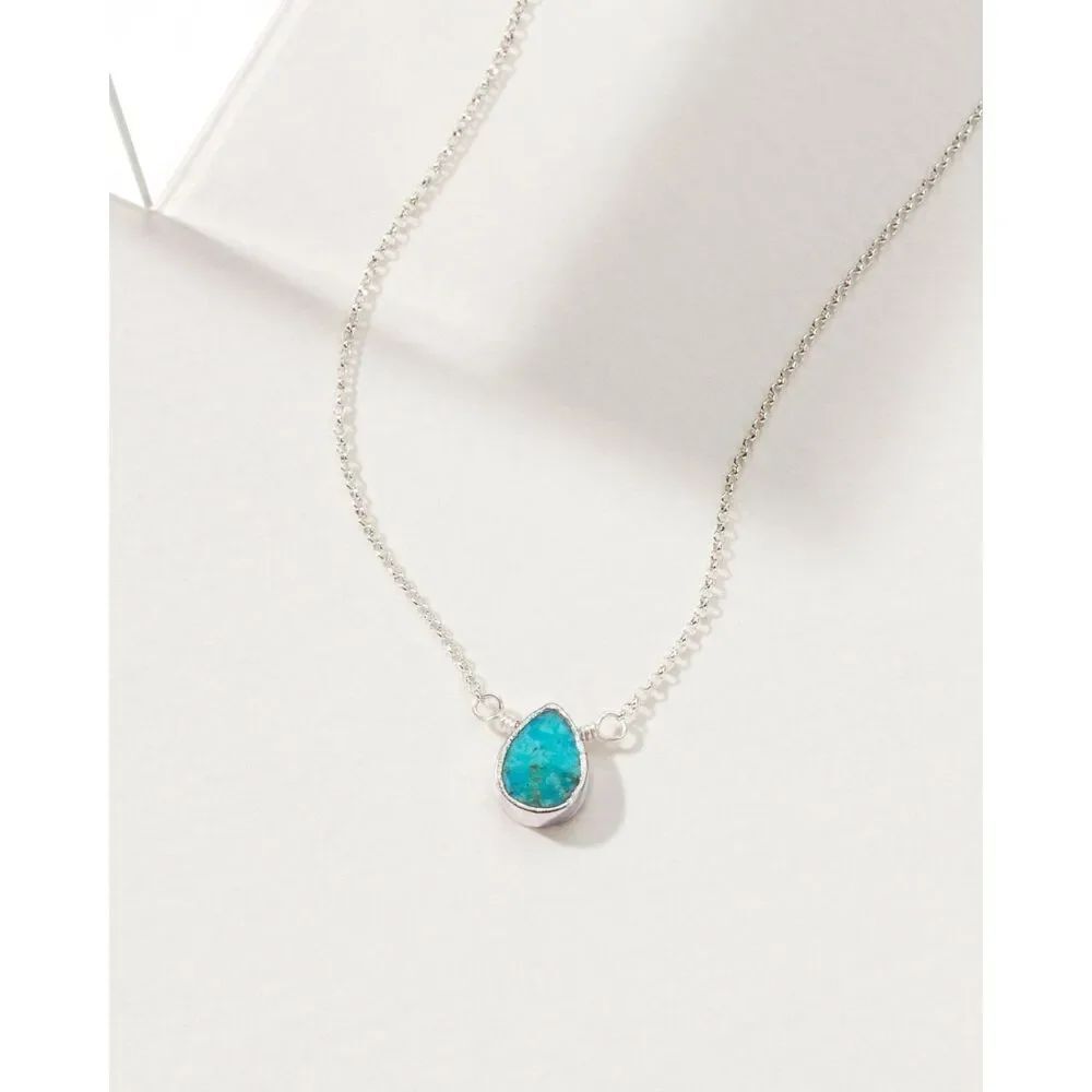 Luna Norte Amazonite Gemstone Birthstone Pendant Silver-tone Necklace